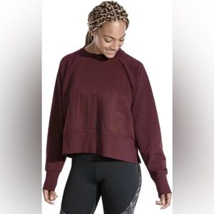 🔥Nike | Women's Burgundy ‘Versa’ Embossed Logo Cropped Sweatshirt, side slits, M